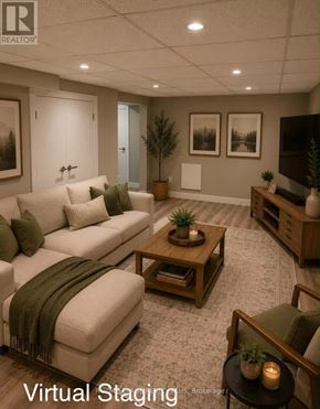 Kitchener multi-family for rent - A living room with a couch, a coffee table, and a TV.