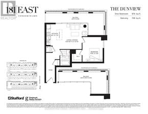 Toronto (Willowdale East) condo for rent - A floor plan for a condo named The Dunview shows a one bedroom and a balcony.