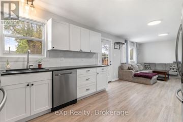 Belleville (Belleville Ward) triplex for rent - A modern kitchen with white cabinets and a large island.