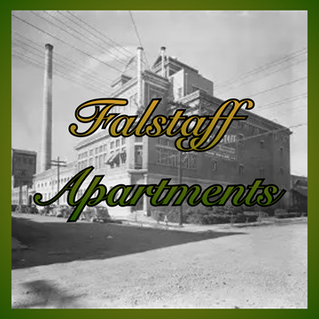 New Orleans apartment for rent - A black and white image of a building with the words "Falstaff Apartments" written across it.