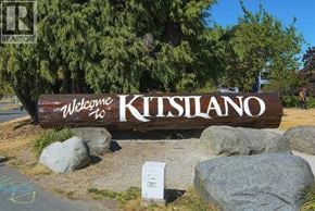 Vancouver apartment for rent - A wooden sign that says "Welcome to Kitsilano" is in front of some trees.