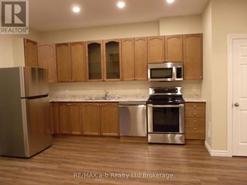 Woodstock (Woodstock - North) apartment for rent - A kitchen with wooden cabinets and stainless steel appliances.