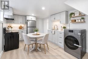 Hamilton (Mcquesten) apartment for rent - A modern kitchen with a dining table and chairs.
