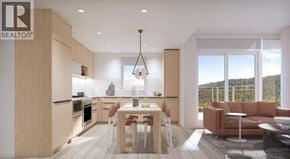 Coquitlam apartment for rent - A modern kitchen with a dining table and chairs.