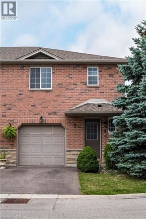Stoney Creek townhouse for rent - A house with a brick facade and a grey garage door.