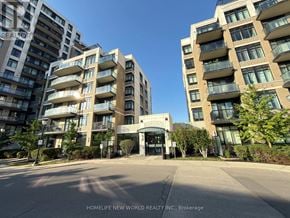 Markham (Unionville) condo for rent - A sunny day at the entrance of a residential building complex.