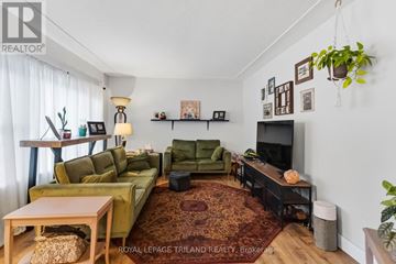 London South (South D) apartment for rent - A living room with a green couch and a television.