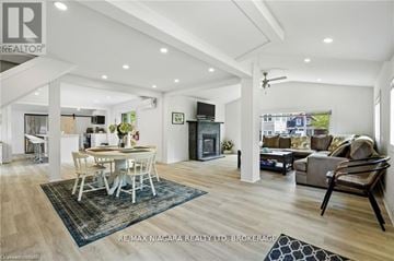 Fort Erie (Crystal Beach) apartment for rent - A spacious living room with a dining table and chairs.
