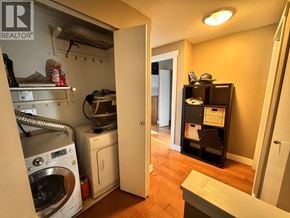 Burnaby townhouse for rent - A laundry room with a washer and dryer.