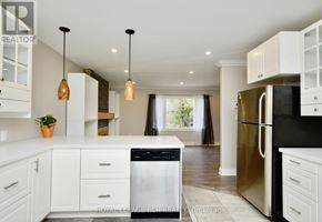 Barrie (Wellington) apartment for rent - A modern kitchen with white cabinets and a stainless steel dishwasher.