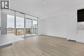 Kitchener condo for rent - A realtor's office with a view of the city.