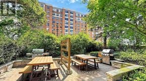 Toronto (Willowdale East) condo for rent - A backyard with a grill and picnic table.