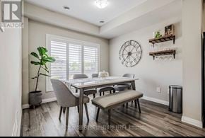 Brantford townhouse for rent - A dining room with a table set for six.