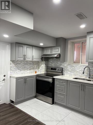 Milton (Fo Ford) apartment for rent - A modern kitchen with a stove top oven and a sink.
