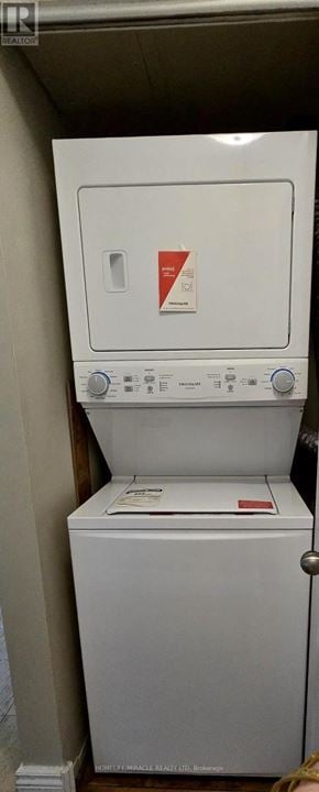 Toronto (Newtonbrook East) condo for rent - A white dishwasher with a red and white sticker on the door.
