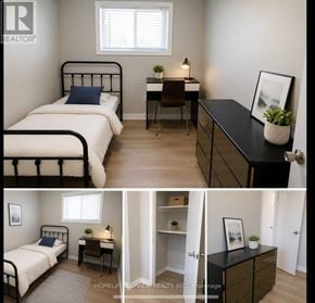 Toronto (Bathurst Manor) apartment for rent - A bedroom with a bed, desk, and chair.