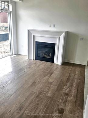 Hamilton (Stoney Creek Mountain) apartment for rent - A living room with a fireplace and wood flooring.