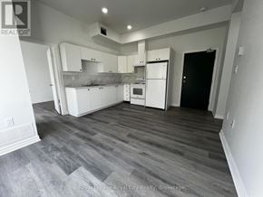 Centre Wellington (Elora/Salem) apartment for rent - A kitchen with white cabinets and a black door.
