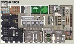 Toronto (Bay Street Corridor) condo for rent - A floor plan of a second floor with various rooms labeled, including a golf room and a bank lounge.