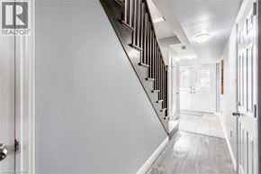 Stoney Creek townhouse for rent - A hallway with a staircase and a door on the right.