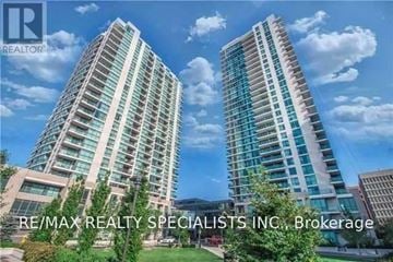 Toronto (Islington-City Centre West) condo for rent - Two modern high-rise buildings are shown in the image.