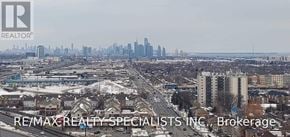 Toronto (Islington-City Centre West) condo for rent - A cityscape with a RE/MAX Realty Specialists Inc. logo in the bottom left corner.