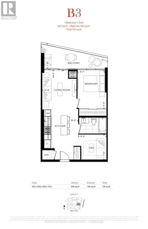 Toronto (Yonge-Eglinton) condo for rent - A black and white image of a floor plan for a B3 apartment.