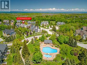 Blue Mountains apartment for rent - An aerial view of a neighborhood with a pool and a red marker indicating the location of 159 Snowbridge Way.