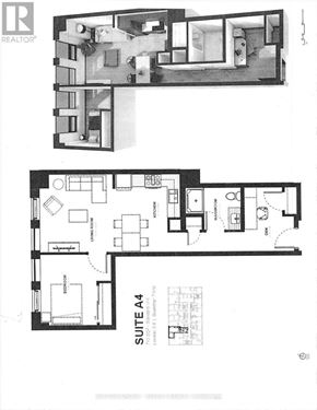London East (East F) condo for rent - A black and white floor plan of a suite apartment.