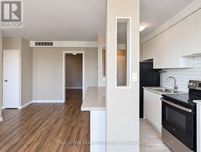 Toronto (Annex) condo for rent - A real estate listing image of a kitchen and living room.