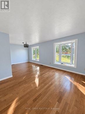 Hamilton (Binbrook) apartment for rent - A room with wooden flooring and a window overlooking a lawn.