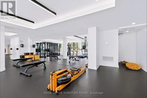 Toronto (Cliffcrest) condo for rent - A gym with a row of exercise equipment including a rowing machine.