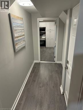 Hamilton apartment for rent - A hallway with a painting on the wall and a door at the end.
