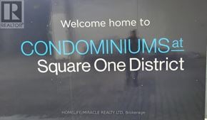 Mississauga (City Centre) condo for rent - A sign welcoming people to condominiums at Square One District.