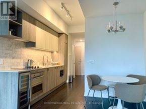 Toronto (Humewood-Cedarvale) condo for rent - A modern kitchen with a dining area.