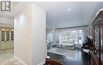 Richmond Hill (Mill Pond) apartment for rent - A living room with a white couch and a piano.