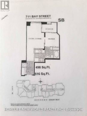 Toronto (Bay Street Corridor) condo for rent - A black and white image of a floor plan for a property at 711 Bay Street.