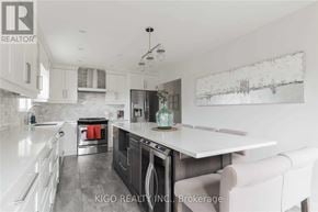 Burlington (Mountainside) apartment for rent - A modern kitchen with white cabinets and a large island.
