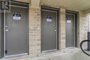 Ottawa townhouse for rent - Three doors with signs on them that say 201-14 and 201-15.
