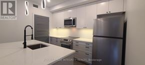 Ottawa multi-family for rent - A modern kitchen with a sink, stove, and refrigerator.