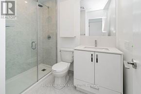 Toronto (Weston-Pellam Park) condo for rent - A white bathroom with a toilet, sink, and shower.