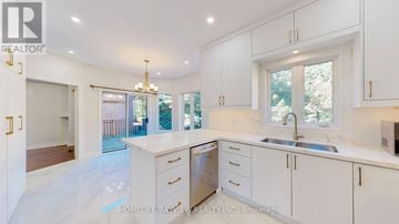 Newmarket (Gorham-College Manor) apartment for rent - A modern kitchen with white cabinets and a marble countertop.