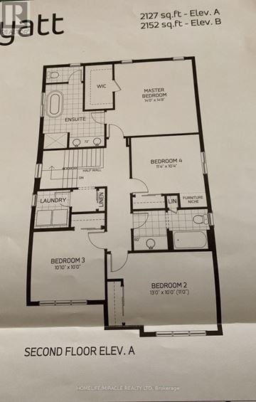 Thorold (Hurricane/Merrittville) apartment for rent - A floor plan for a two-story apartment with four bedrooms and two bathrooms.