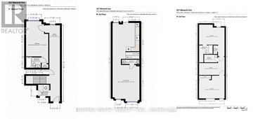 Ajax (South West) townhouse for rent - Three floor plans for a 2nd floor apartment are shown.