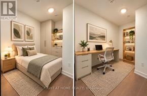Toronto (Forest Hill South) condo for rent - A bedroom with a bed, desk, and chair.