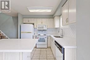 Vaughan (Maple) townhouse for rent - A kitchen with white appliances and cabinets.
