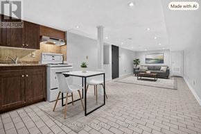 Toronto (Little Portugal) townhouse for rent - A modern kitchen with a dining table and chairs.