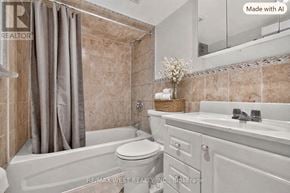 Toronto (Little Portugal) townhouse for rent - A bathroom with a tub, toilet, and sink.
