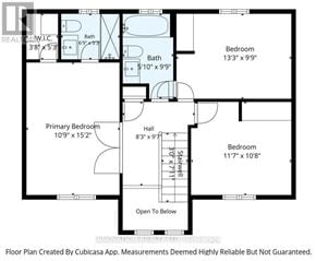 Ottawa apartment for rent - A floor plan for a home with a primary bedroom, two bathrooms, a hallway, and a bedroom.