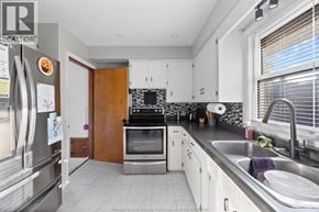 Windsor apartment for rent - A kitchen with white cabinets and a black stove top oven.